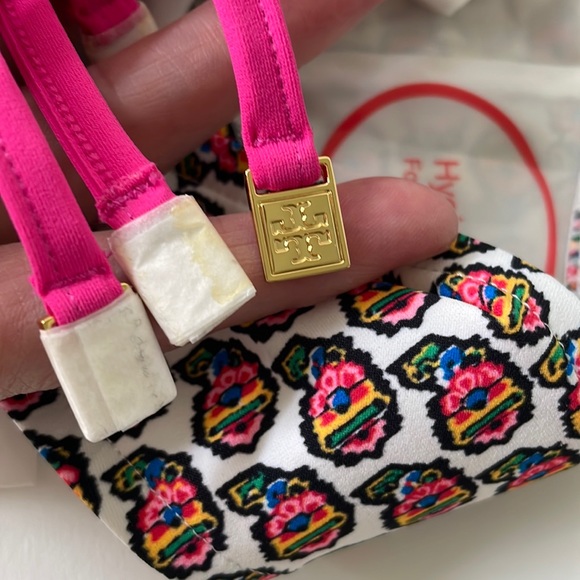 NWT TORY BURCH swim bottoms M GABRIELLA pink white green fuscia string ties - Picture 9 of 13